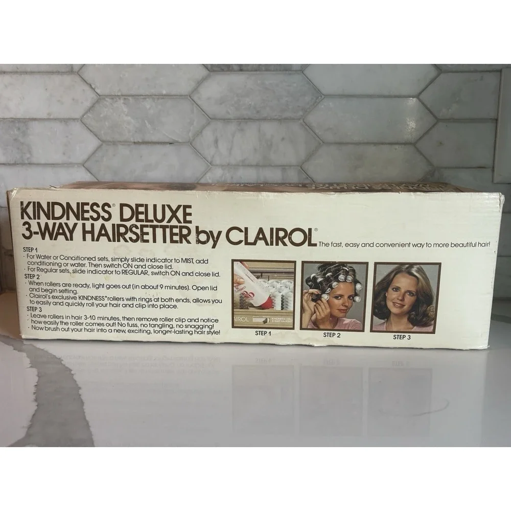 Vintage CLAIROL Kindness Deluxe 20 Hot Rollers 3-Way Hair Setter K-400S w/ Clips